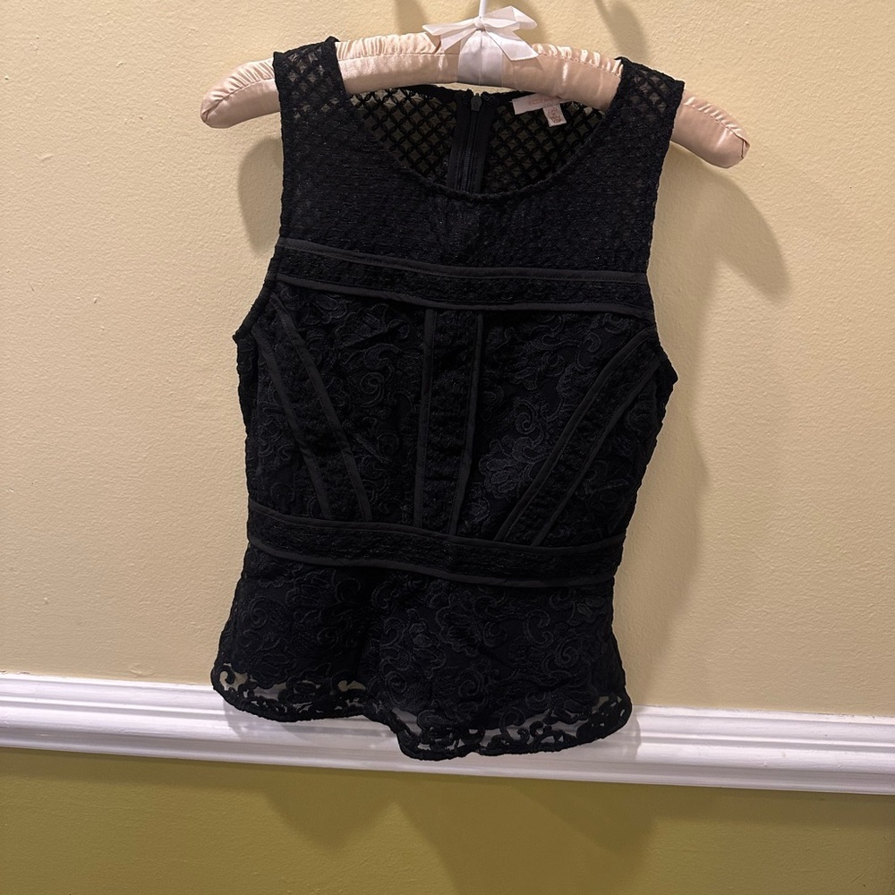 Skies Are Blue Ramilah Peplum Blouse black women’s petite XS - Picture 14 of 16